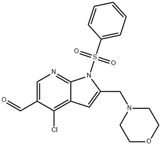 4-氯-2-(4-吗啉基甲基)-1-(苯磺酰基)-1H-吡咯并[2,3-b]吡啶-5-甲醛 结构式