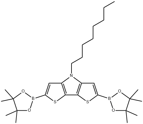 4H-Dithieno[3,2-b:2',3'-d]pyrrole, 4-octyl-2,6-bis(4,4,5,5-tetramethyl-1,3,2-dioxaborolan-2-yl)- 结构式