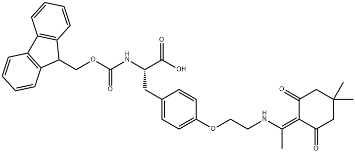 L-Tyrosine, O-[2-[[1-(4,4-dimethyl-2,6-dioxocyclohexylidene)ethyl]amino]ethyl]-N-[(9H-fluoren-9-ylmethoxy)carbonyl]- 结构式