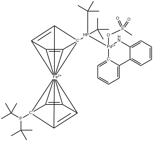 Palladium, [2'-(amino-κN)[1,1'-biphenyl]-2-yl-κC][1-[bis(1,1-dimethylethyl)phosphino-κP]-1'-[bis(1,1-dimethylethyl)phosphino]ferrocene](methanesulfonato-κO)- 结构式