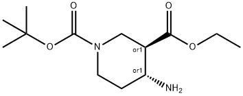 REL-1-(叔丁基)3-乙基(3R,4R)-4-氨基哌啶-1,3-二羧酸 结构式