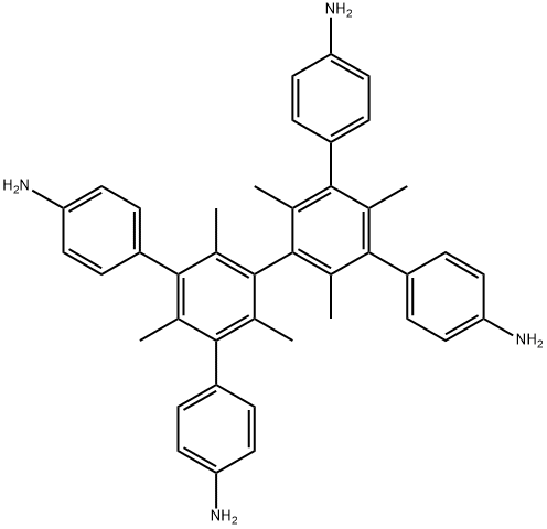 5',5''-bis(4-aminophenyl)-2',2'',4',4'',6',6''-hexamethyl-[1,1':3',1'':3'',1'''-quaterphenyl]-4,4'''-diamine 结构式