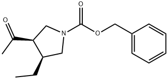(3R,4S)-3-乙酰基-4-乙基-1-吡咯烷羧酸苄酯 结构式