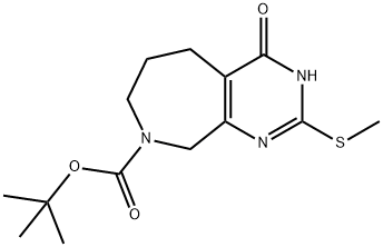 2-(甲硫基)-4-氧代叔丁基-3,4,5,6,7,9-六氢-8H-嘧啶基[4,5-C]氮杂环庚烷-8-羧酸盐 结构式