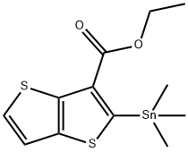 Thieno[3,2-b]thiophene-3-carboxylic acid, 2-(trimethylstannyl)-, ethyl ester 结构式