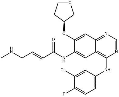 2-Butenamide, N-[4-[(3-chloro-4-fluorophenyl)amino]-7-[[(3S)-tetrahydro-3-furanyl]oxy]-6-quinazolinyl]-4-(methylamino)-, (2E)- 结构式