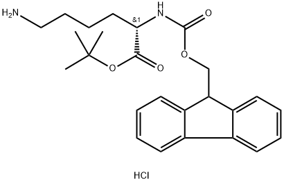 叔丁基((9H-芴-9-基)甲氧基)羰基)-L-赖氨酸盐酸盐 结构式