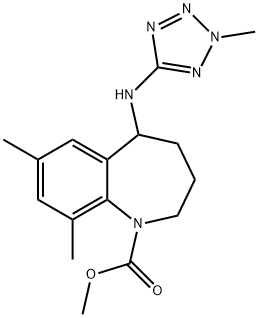 7,9-二甲基-5-((2-甲基-2H-四唑-5-基)氨基)-2,3,4,5-四氢-1H-苯并[B]吖庚因-1-羧酸甲酯 结构式