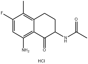 Acetamide, N-(8-amino-6-fluoro-1,2,3,4-tetrahydro-5-methyl-1-oxo-2-naphthalenyl)-, hydrochloride (1:1) 结构式