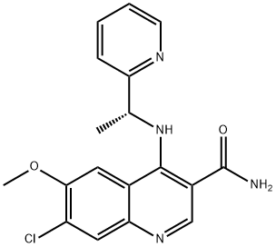 (R)-7-氯-6-甲氧基-4-((1-(吡啶-2-基)乙基)氨基)喹啉-3-甲酰胺 结构式