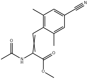 (Z)-2-乙酰氨基-3-(4-氰基-2,6-二甲基苯基)丙烯酸甲酯 结构式