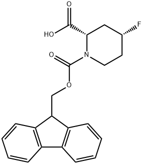 1,2-Piperidinedicarboxylic acid, 4-fluoro-, 1-(9H-fluoren-9-ylmethyl) ester, (2S,4R)- 结构式