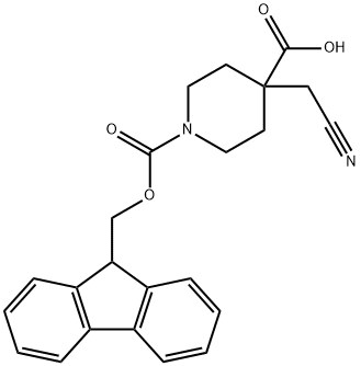 1-(((9H-fluoren-9-yl)methoxy)carbonyl)-4-(cyanomethyl)piperidine-4-carboxylic acid 结构式