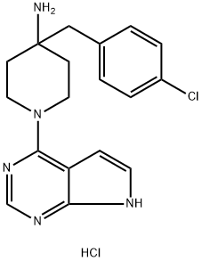 4-(4-Chlorobenzyl)-1-(7H-pyrrolo[2,3-d]pyrimidin-4-yl)piperidin-4-amine hydrochloride 结构式