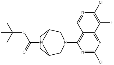 3-(2,7-二氯-8-氟吡啶并[4,3-D]嘧啶-4-基)-3,8-二氮杂双环[3.2.1]辛烷-8-羧酸叔丁酯 结构式