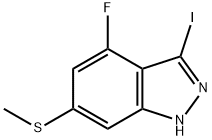 4-氟-3-碘-6-(甲硫基)-1H-吲唑 结构式