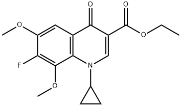 3-Quinolinecarboxylic acid, 1-cyclopropyl-7-fluoro-1,4-dihydro-6,8-dimethoxy-4-oxo-, ethyl ester 结构式