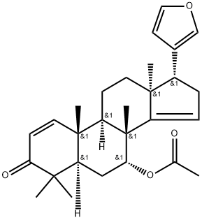 (13α,17α)-7α-Acetoxy-21,23-epoxy-4,4,8-trimethyl-24-nor-5α-chola-1,14,20,22-tetren-3-one 结构式