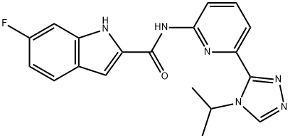 1H-Indole-2-carboxamide, 6-fluoro-N-[6-[4-(1-methylethyl)-4H-1,2,4-triazol-3-yl]-2-pyridinyl]- 结构式