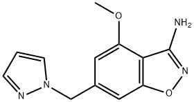 6-((1H-吡唑-1-基)甲基)-4-甲氧基苯并[D]异噁唑-3-胺 结构式