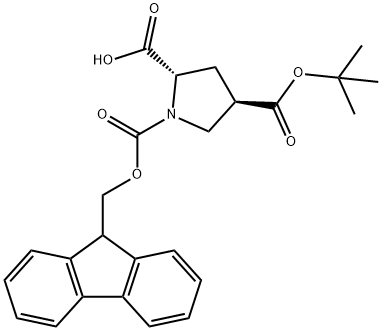 (2S,4R)-1-(((9H-芴-9-基)甲氧基)羰基)-4-(叔丁氧基羰基)吡咯烷-2-羧酸 结构式