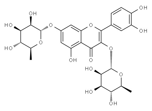 槲皮素-3,7-二-O-鼠李糖苷 结构式