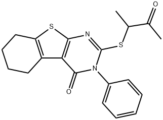 2-(3-oxobutan-2-ylsulfanyl)-3-phenyl-5,6,7,8-tetrahydro-[1]benzothiolo[2,3-d]pyrimidin-4-one 结构式