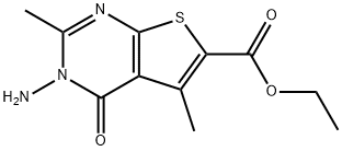 Thieno[2,3-d]pyrimidine-6-carboxylic acid, 3-amino-3,4-dihydro-2,5-dimethyl-4-oxo-, ethyl ester 结构式