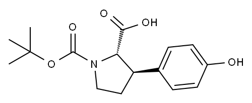 1,2-Pyrrolidinedicarboxylic acid, 3-(4-hydroxyphenyl)-, 1-(1,1-dimethylethyl) ester, (2S,3R)- 结构式