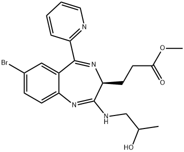 3-[(3S)-7-溴-2-[(2-羟基丙基)氨基]-5-(2-吡啶基)-3H-苯并[E][1,4]二氮杂卓-3-基]丙酸甲酯 结构式