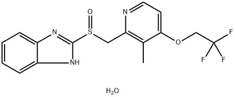 1H-BENZIMIDAZOLE, 2-[(R)-[[3-METHYL-4-(2,2,2-TRIFLUOROETHOXY)-2-PYRIDINYL]METHYL]SULFINYL]-, HYDRATE (2:3) 结构式