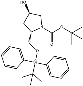 (2S,4R)-tert-butyl 2-(((tert-butyldiphenylsilyl)oxy)methyl)-4-hydroxypyrrolidine-1-carboxylate 结构式