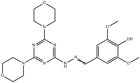 Benzaldehyde, 4-hydroxy-3,5-diMethoxy-, 2-(4,6-di-4-Morpholinyl-1,3,5-triazin-2-yl)hydrazone 结构式