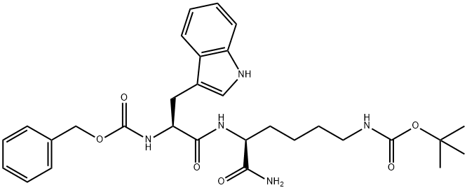 tert-butyl N-[(5S)-6-amino-5-[[(2S)-3-(1H-indol-3-yl)-2-(phenylmethoxycarbonylamino)propanoyl]amino]-6-oxohexyl]carbamate 结构式