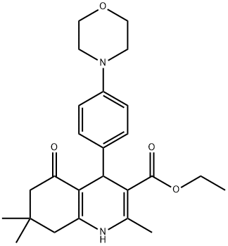 3-Quinolinecarboxylic acid, 1,4,5,6,7,8-hexahydro-2,7,7-trimethyl-4-[4-(4-morpholinyl)phenyl]-5-oxo-, ethyl ester 结构式