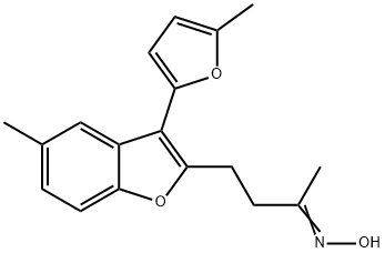 (NZ)-N-[4-[5-methyl-3-(5-methylfuran-2-yl)-1-benzofuran-2-yl]butan-2-ylidene]hydroxylamine 结构式