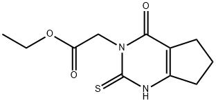 2-(4-氧代-2-硫代-6,7-二氢-1H-环戊二烯并[D]嘧啶-3(2H,4H,5H)-基)乙酸乙酯 结构式