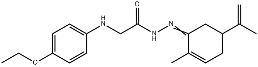 2-[(4-ethoxyphenyl)amino]-N'-(5-isopropenyl-2-methyl-2-cyclohexen-1-ylidene)acetohydrazide (non-preferred name) 结构式