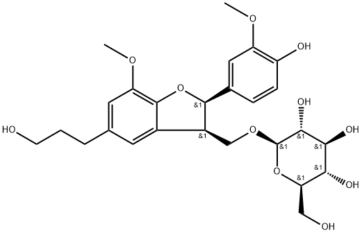 (7R,8R)-Dihydrodehydrodiconiferyl alcohol 9-O-β-D-glucoside 结构式