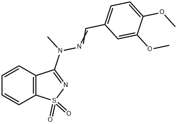 3,4-dimethoxybenzaldehyde (1,1-dioxido-1,2-benzisothiazol-3-yl)(methyl)hydrazone 结构式