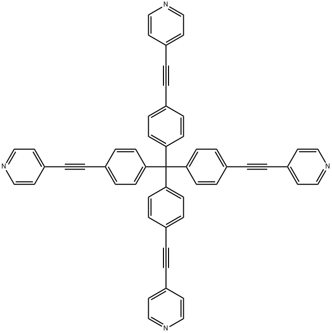 4,4',4'',4'''-[METHANETETRAYLTETRAKIS(4,1-PHENYLENE-2,1-ETHYNEDIYL)]TETRAKIS[PYRIDINE 结构式