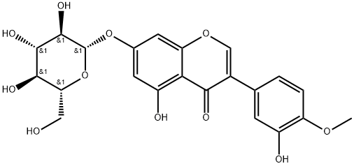 红车轴草素-7-O-Β-D-吡喃葡糖苷 结构式