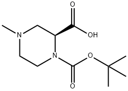 (S)-1-(叔丁氧羰基)-4-甲基哌嗪-2-羧酸 结构式