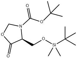 (S)-叔-丁基 4-(((叔-丁基二甲基甲硅烷基)氧代)甲基)-5-氧亚基噁唑烷-3-甲酸基酯 结构式