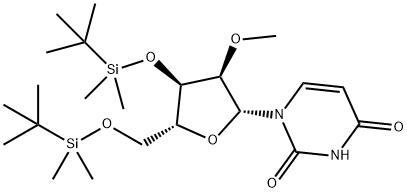 1-((2R,3R,4R,5R)-4-((叔丁基二甲基硅烷基)氧基)-5-(((叔丁基二甲基硅烷基)氧基)甲基)-3-甲氧基四氢呋喃-2-基)嘧啶-2,4(1H,3H)-二酮 结构式