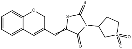 (5Z)-5-(2H-chromen-3-ylmethylidene)-3-(1,1-dioxothiolan-3-yl)-2-sulfanylidene-1,3-thiazolidin-4-one 结构式