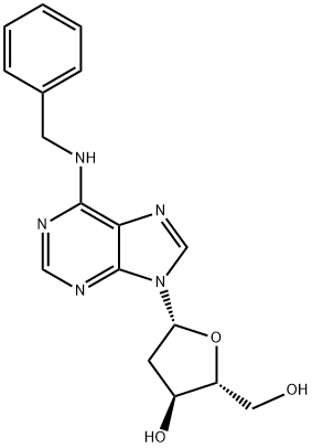 6-苄基氨基-9-(2'-脱氧-B-D-D-呋喃核糖基)嘌呤 结构式