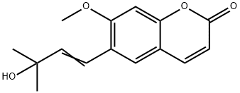 2H-1-Benzopyran-2-one, 6-(3-hydroxy-3-methyl-1-buten-1-yl)-7-methoxy- 结构式