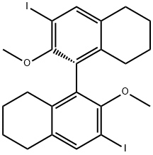(R)-3,3'-DIIODO-2,2'-DIMETHOXY-5,5',6,6',7,7',8,8'-OCTAHYDRO-1,1'-BINAPHTHALENE 结构式
