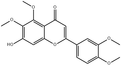 4H-1-Benzopyran-4-one, 2-(3,4-dimethoxyphenyl)-7-hydroxy-5,6-dimethoxy- 结构式